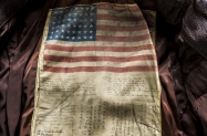 Flight Jacket John Slemp 04 A blood chit inside the jacket of Marine Lt Gen RP Keller  Courtesy of the National Naval Aviation Museum in Pensacola Florida 2015 John Slemp