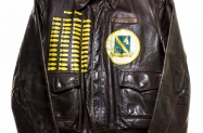 WWII flight jacket of Mr. A.B. Clement.  He was a B-24 top gunner, and flew 50 missions.