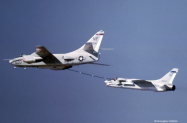 Nov 1968.  EKA-3B, BuNo 142654, refuels F-8E, BuNo 149207, from VX-4 (Air Test and uation Squadron Four, (AIRTEVRON FOUR)).