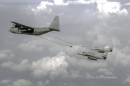 KC-130T, 143310, VMGR-452/NY,  USMCR Stewart AFB tanking A-4Ms VMA-131 ovr NE PA, June 1991